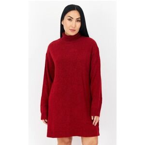 NA-KD  Women‎ Textured Casual Sweater Dress, Red Size Large Turtleneck